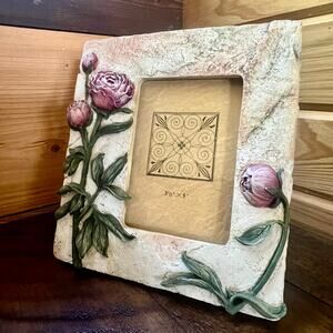 3D Resin Rose Photo Frame Easel Back Floral Cottagecore Romantic Table Decor